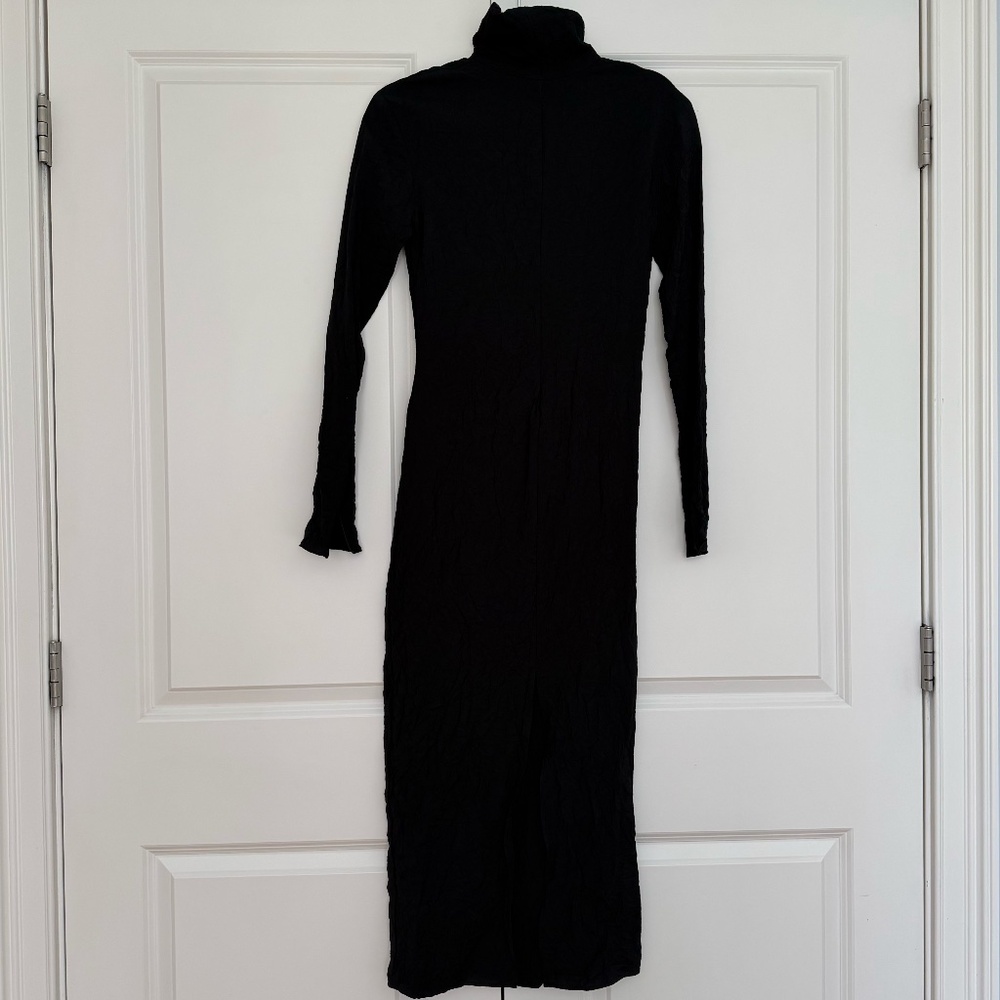 ZARA LIMITED EDITION Creased Wrinkled Textured Black Midi Dress – Size